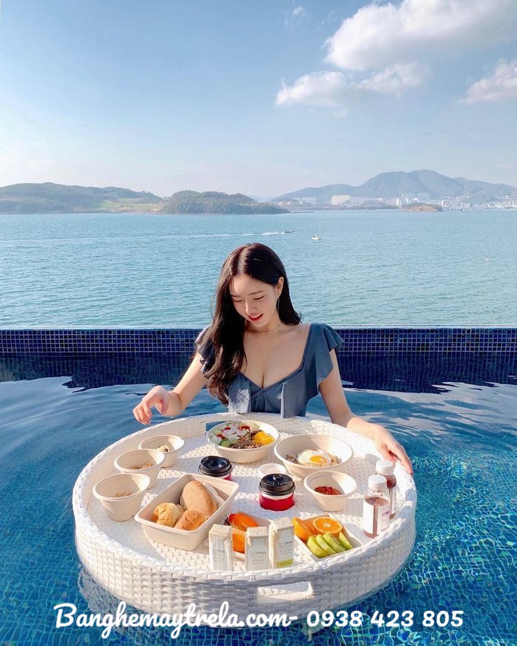 Khay nổi nhựa giả mây hồ bơi